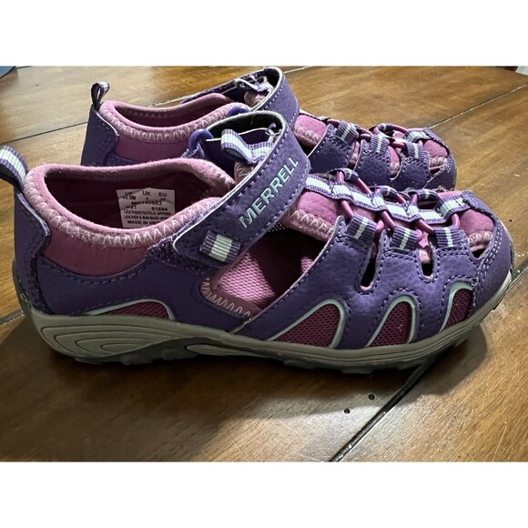 Merrell Size 2M Girls Purple Pink Hook And Loop Hiking Sandal - Picture 2 of 8